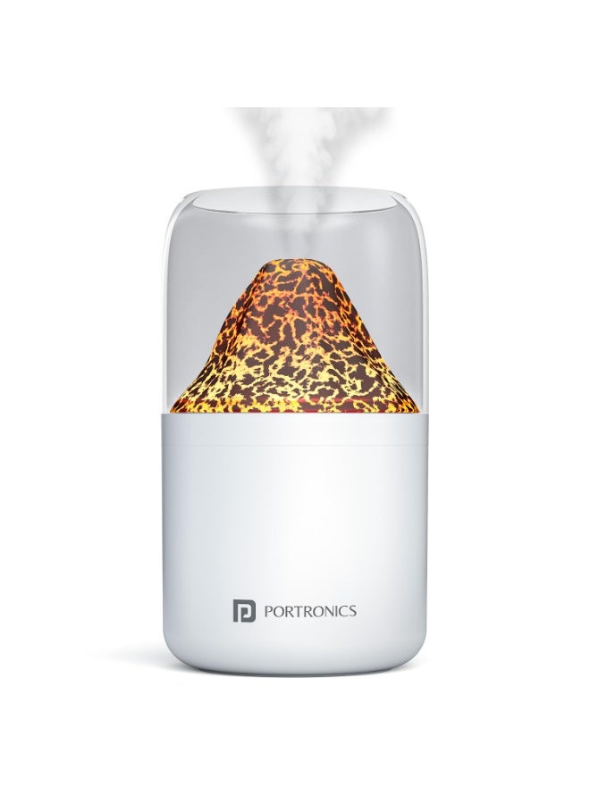 بورترونيكس Portronics Magma 2-in-1 Volcano Water Mist Humidifier & Night Lamp, Type-C Powered, Silent Operation, Dual Mist & Light Modes, 300 ml Tank, Skin Hydration & Easy Breathing (Not for Essential Oils) - Image 1